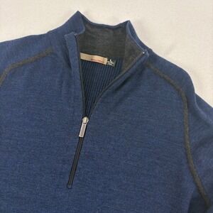 VTG Y2K Smartwool Base Layer 1/4 Zip Sweater Mens Large Navy Blue Merino Wool